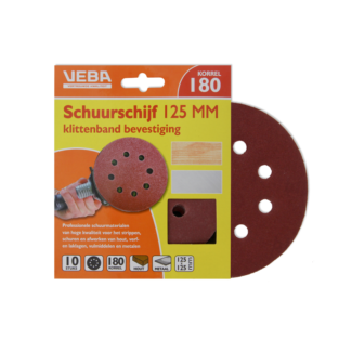 Veba Schuurschijf Klittenband 125mm 10st P180